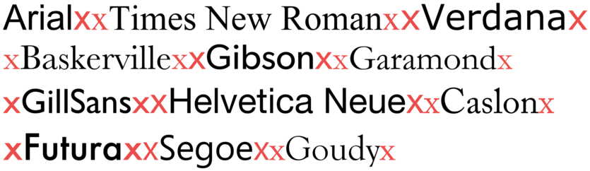 Comparison of x-heights of various common typefaces